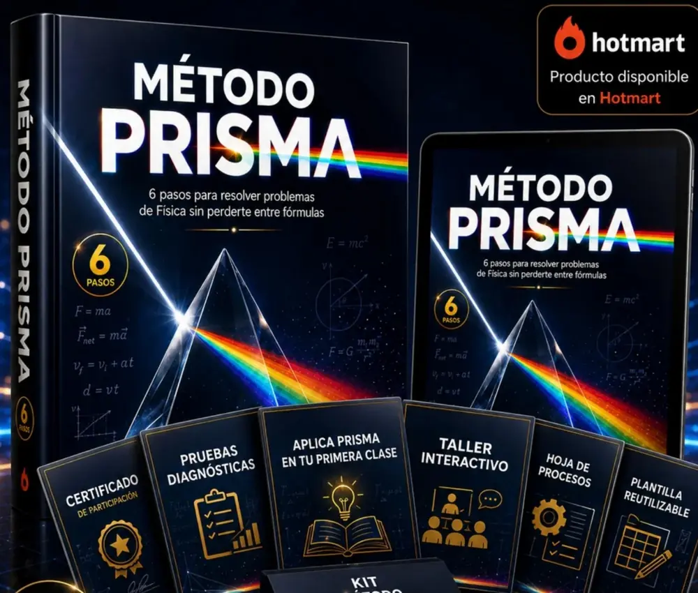 Libro, tableta y materiales reales incluidos en el Método PRISMA